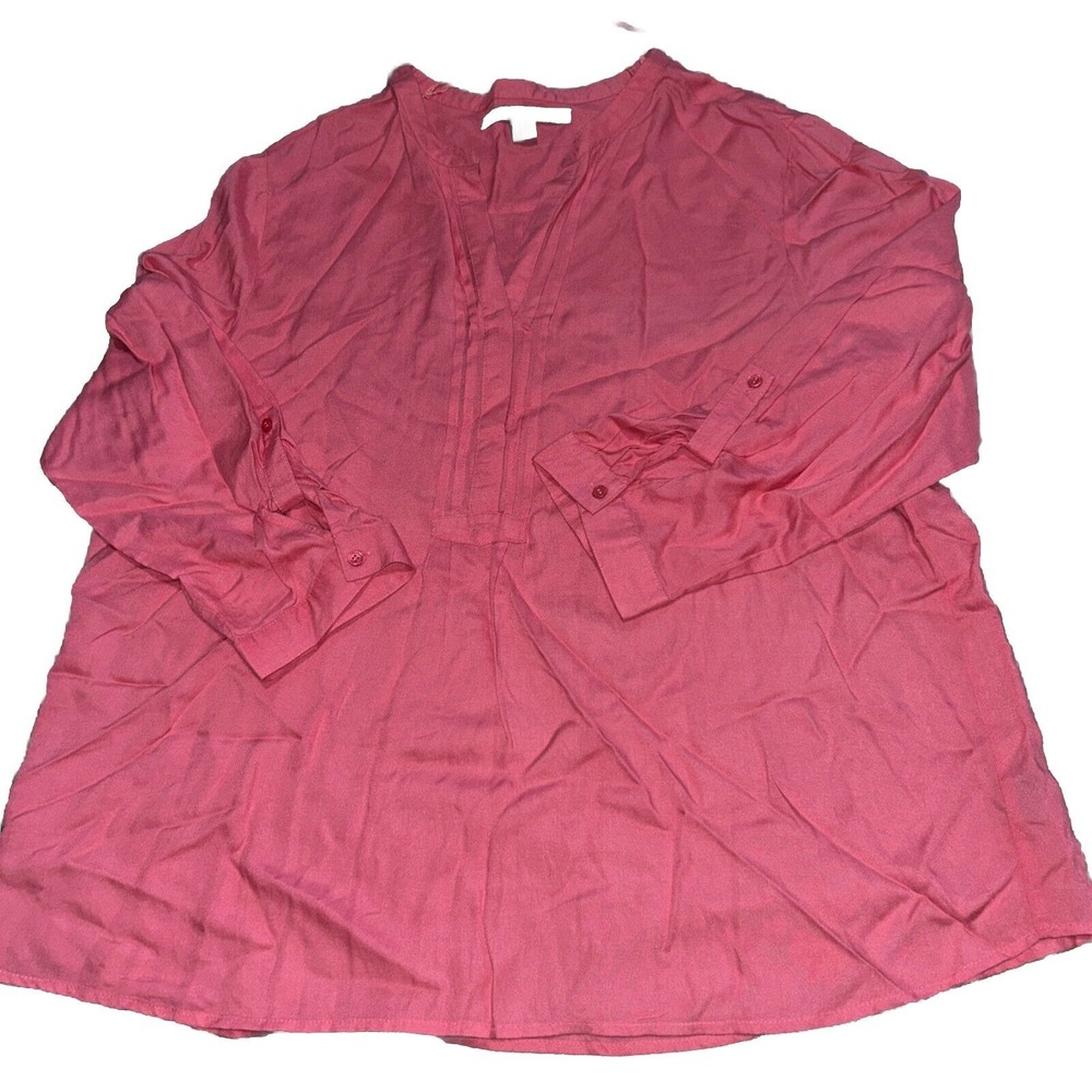 Casablanca Pink Button Cuffed 3/4 Sleeve Button Neck Blouse Womens XL